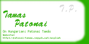 tamas patonai business card